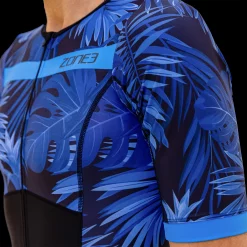 Zone3 Activate Plus Tropical Palm Short Sleeve Trisuit -Zone3 || Orbea || Pas Normal Studios store Zone3 Activate Plus Tropical Palm Short Sleeve Trisuit Navy Blue 4