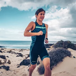 Zone3 Activate Plus Tropical Palm Womens Sleeveless Trisuit -Zone3 || Orbea || Pas Normal Studios store Zone3 Activate Plus Tropical Palm Womens Sleeveless Trisuit Navy Blue Mint Green 2