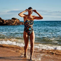 Zone3 Aztec 3.0 Strap Back Womens Swim Costume -Zone3 || Orbea || Pas Normal Studios store Zone3 Aztec 30 Strap Back Womens Swim Costume Black Blue Pink 6