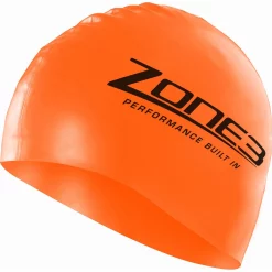 Zone3 Silicone Swimming Cap -Zone3 || Orbea || Pas Normal Studios store Zone3 Silicone Swim Cap hi vis orange